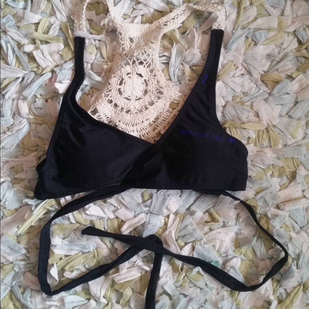 Crochet back wrap bikini top